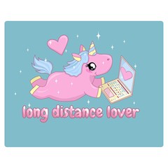 Long Distance Lover - Cute Unicorn Double Sided Flano Blanket (medium)  by Valentinaart