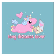 Long Distance Lover - Cute Unicorn Large Satin Scarf (square) by Valentinaart