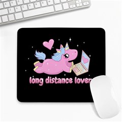 Long Distance Lover - Cute Unicorn Large Mousepads by Valentinaart