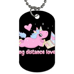 Long Distance Lover - Cute Unicorn Dog Tag (one Side) by Valentinaart