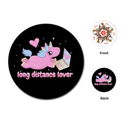 Long Distance Lover - Cute Unicorn Playing Cards (round)  by Valentinaart