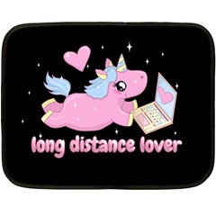 Long Distance Lover - Cute Unicorn Double Sided Fleece Blanket (mini)  by Valentinaart