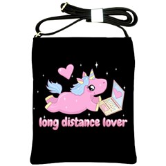 Long Distance Lover - Cute Unicorn Shoulder Sling Bags by Valentinaart