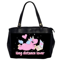 Long Distance Lover - Cute Unicorn Office Handbags (2 Sides)  by Valentinaart