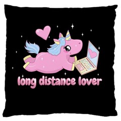 Long Distance Lover - Cute Unicorn Large Cushion Case (one Side) by Valentinaart