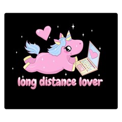 Long Distance Lover - Cute Unicorn Double Sided Flano Blanket (small)  by Valentinaart