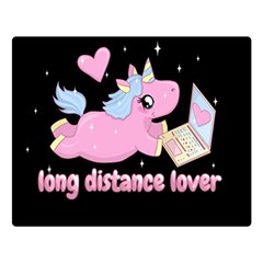 Long Distance Lover - Cute Unicorn Double Sided Flano Blanket (large)  by Valentinaart