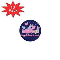 Long Distance Lover - Cute Unicorn 1  Mini Buttons (10 Pack) 