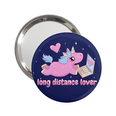 Long Distance Lover - Cute Unicorn 2 25  Handbag Mirrors by Valentinaart