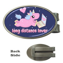 Long Distance Lover - Cute Unicorn Money Clips (oval)  by Valentinaart