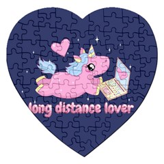 Long Distance Lover - Cute Unicorn Jigsaw Puzzle (heart) by Valentinaart