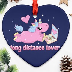 Long Distance Lover - Cute Unicorn Heart Ornament (two Sides)