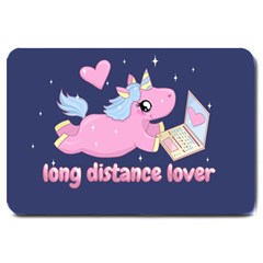 Long Distance Lover - Cute Unicorn Large Doormat  by Valentinaart