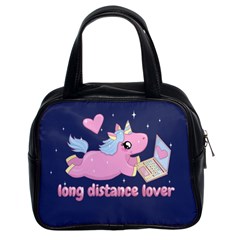 Long Distance Lover - Cute Unicorn Classic Handbags (2 Sides) by Valentinaart