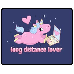 Long Distance Lover - Cute Unicorn Fleece Blanket (medium)  by Valentinaart