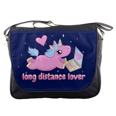 Long Distance Lover - Cute Unicorn Messenger Bags by Valentinaart