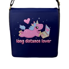 Long Distance Lover - Cute Unicorn Flap Messenger Bag (l)  by Valentinaart