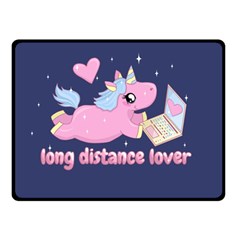 Long Distance Lover - Cute Unicorn Double Sided Fleece Blanket (small)  by Valentinaart