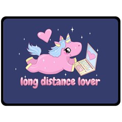 Long Distance Lover - Cute Unicorn Double Sided Fleece Blanket (large)  by Valentinaart