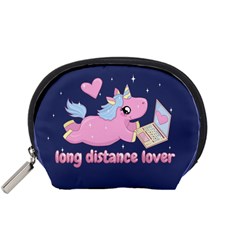 Long Distance Lover - Cute Unicorn Accessory Pouches (small)  by Valentinaart