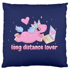 Long Distance Lover - Cute Unicorn Large Flano Cushion Case (two Sides) by Valentinaart