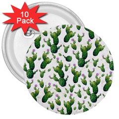 Cactus Pattern 3  Buttons (10 Pack)  by Valentinaart