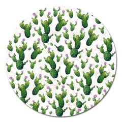 Cactus Pattern Magnet 5  (round) by Valentinaart