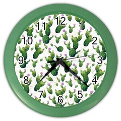 Cactus Pattern Color Wall Clocks by Valentinaart