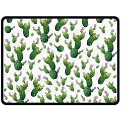 Cactus Pattern Fleece Blanket (large)  by Valentinaart