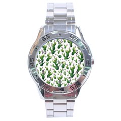 Cactus Pattern Stainless Steel Analogue Watch