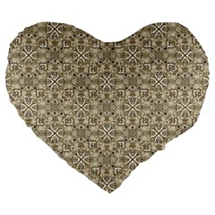 Modern Baroque Pattern Large 19  Premium Flano Heart Shape Cushions by dflcprints