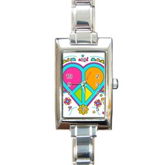 Love Peace Feelings Nature Rectangle Italian Charm Watch by Sapixe