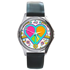 Love Peace Feelings Nature Round Metal Watch by Sapixe