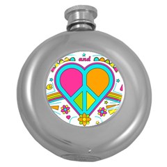 Love Peace Feelings Nature Round Hip Flask (5 Oz) by Sapixe