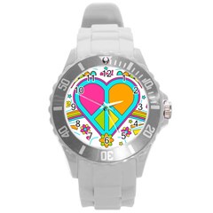 Love Peace Feelings Nature Round Plastic Sport Watch (l) by Sapixe