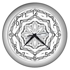 Mandala Pattern Floral Wall Clocks (silver) 