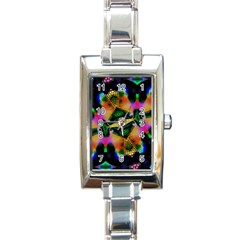 Butterfly Color Pop Art Rectangle Italian Charm Watch by Sapixe