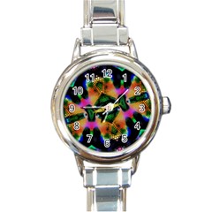 Butterfly Color Pop Art Round Italian Charm Watch by Sapixe