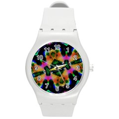 Butterfly Color Pop Art Round Plastic Sport Watch (m) by Sapixe