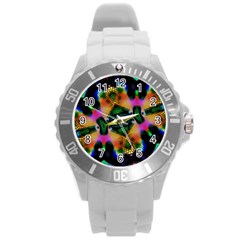 Butterfly Color Pop Art Round Plastic Sport Watch (l) by Sapixe