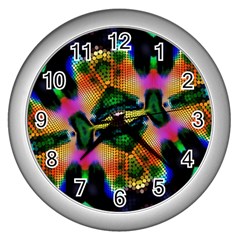 Butterfly Color Pop Art Wall Clocks (silver)  by Sapixe