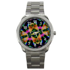 Butterfly Color Pop Art Sport Metal Watch by Sapixe