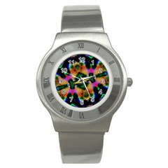 Butterfly Color Pop Art Stainless Steel Watch by Sapixe