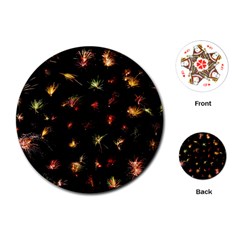 Fireworks Christmas Night Dark Playing Cards (round) 