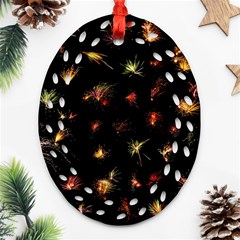 Fireworks Christmas Night Dark Oval Filigree Ornament (two Sides) by Sapixe