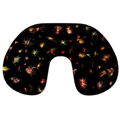 Fireworks Christmas Night Dark Travel Neck Pillows by Sapixe