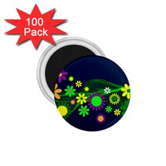 Flower Power Flowers Ornament 1 75  Magnets (100 Pack)  by Sapixe