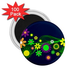 Flower Power Flowers Ornament 2 25  Magnets (100 Pack)  by Sapixe