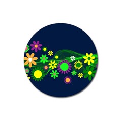 Flower Power Flowers Ornament Magnet 3  (round) by Sapixe