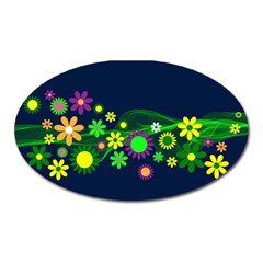 Flower Power Flowers Ornament Oval Magnet by Sapixe